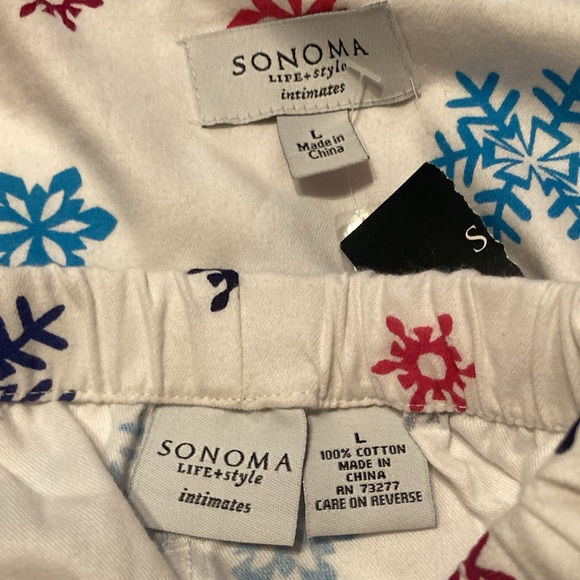 Women's Sonoma Snowflake Pajamas: Notch Collar Fleece Pajama Set| Sz Lg - Picture 4 of 11